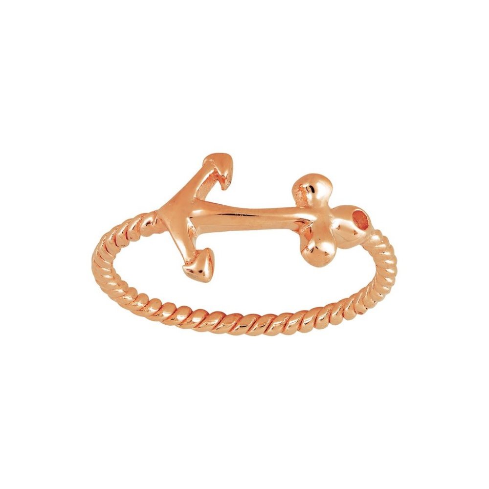 Sterling Silver Rose Gold Plated Anchor Ring